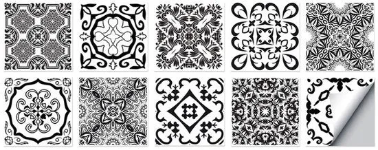Set di 10 adesivi per piastrelle autoadesivi 10 x 10 cm decorazione per piastrelle per parete adesivi per casa, bagno, impermeabili PVC, cucina, decorazione, oleofoba, adatti per soggiorno, cucina, bagno.