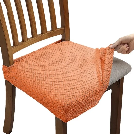 4 set di coprisella per poltrone in tessuto jacquard stretch, rimovibili e lavabili (con cinturini di sostegno) - colore arancione - 35*35*5
