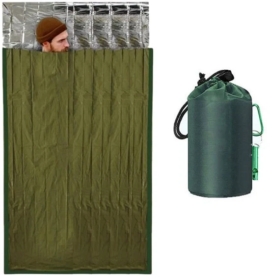 Sacco da campeggio pieghevole e trasportabile 210x124cm - Kit di pronto soccorso portatile - Sacchetto di isolamento multifunzionale per escursioni e campeggio - Conserva il calore - Impermeabile, resistente al vento, adatto per campeggio e escursioni
