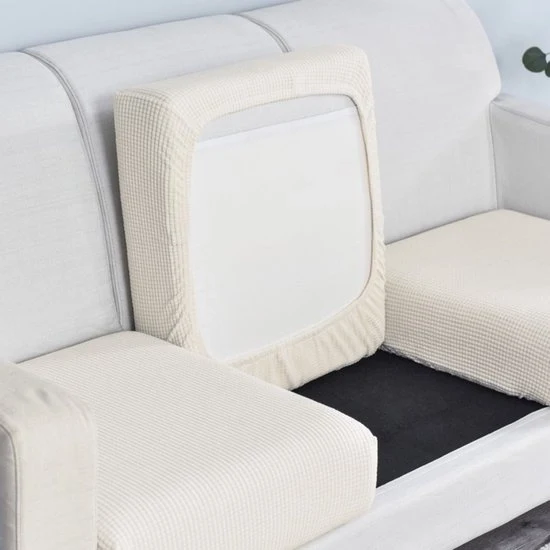 Cuscino unifamiliare, fodera elastica, rivestimento antiscivolo a grana, coprente, adatto per cuscini (lunghezza 50-63 cm, larghezza 50-63 cm, altezza 5-15 cm), Bianco, 1 pezzo.