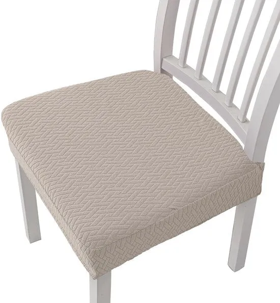 4 set di coprisella per poltrone da sala da pranzo in stoffa stretch jacquard, rimovibili e lavabili (con cinturini di schiena) - Khaki - 35*35*5