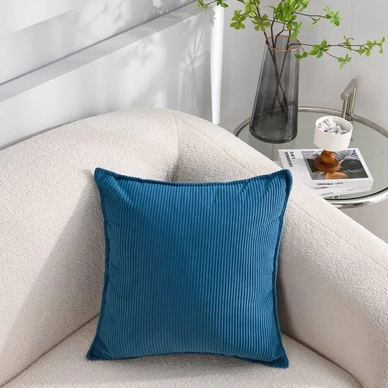 2-Pack coppe di corduroy morbide - coppe di corduroy a strisce - coppe decorative - per divano, auto, terrazza, camera da letto, sala da pranzo - 30x50cm - Blu