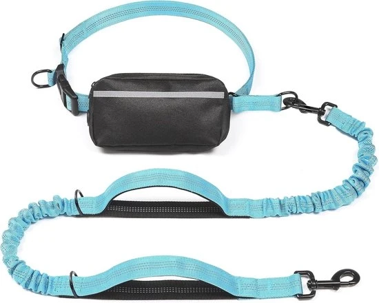 Cinturone per cani senza mani con taschino, maniglie rivestite e bungee duraturo per passeggiare, correre e allenare (11-54 kg) - Celestino