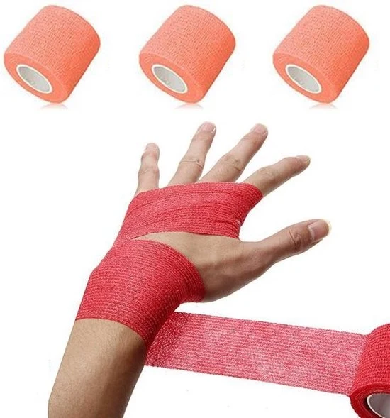 3 pezzi 450 cm Adesivo sportivo autoadesivo nero - Benda - Fasciatura - Adesivo sportivo - Adatto per distorsioni e gonfiori di articolazione in uomo e animale (15cm x 4,5m) - Arancione 15cmx4,5m