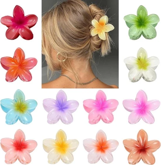 Set di 12 Grandi Fiori di Hawaii per Capelli - Spille per Capelli a Forma di Fiore Antiscivolo