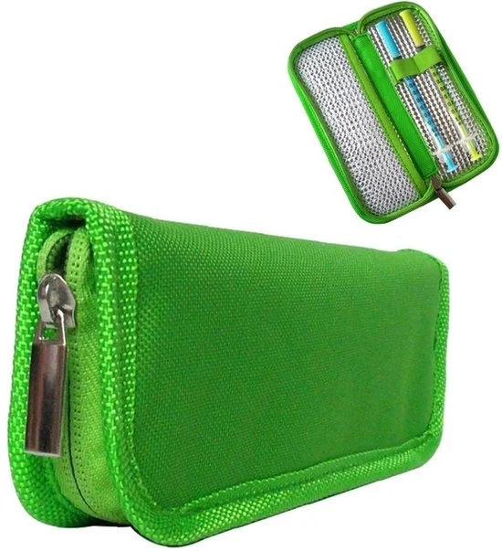 Casella per insulina - Casella medica - Casella per diabetici - Casella per viaggio - Casella per insulina - Casella per farmaci - Sacchetto per insulina - Portatile - Ecologico - 20x7x3cm - Verde
