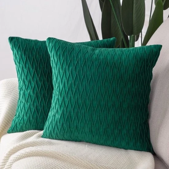 Decorativo cuscino coprifuoco a strisce, moderno cuscino quadrato con tessuto a trama per divano letto, divano, poltrona, camera da letto, soggiorno, 18x18 pollici, 2-pack - Verde - 45*45cm
