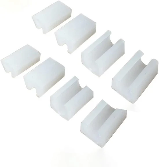 Filiere a forma di U per protezione gambe sedie - Coperture gambe sedie - Protezione pavimento - Forma a buco rotondo - Fermi slittamento in plastica - Gambe sedie rotonde - Sedie curvate - Bianco - 8 mm