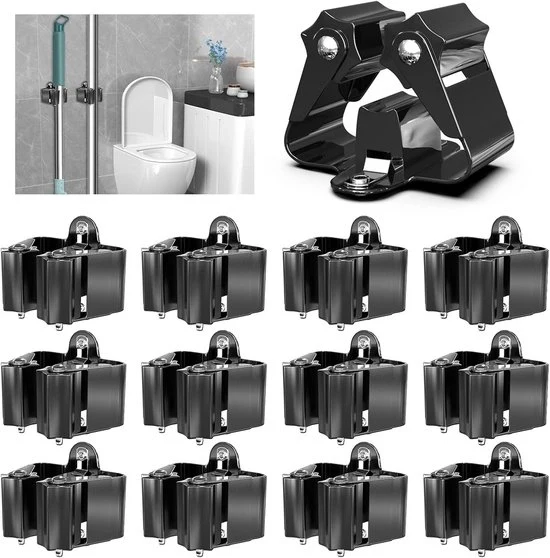 Organizzatore di attrezzi per parete - Supporto per strumenti - Organizzatore per la casa - Ruote regolabili - 12 pezzi - Nero