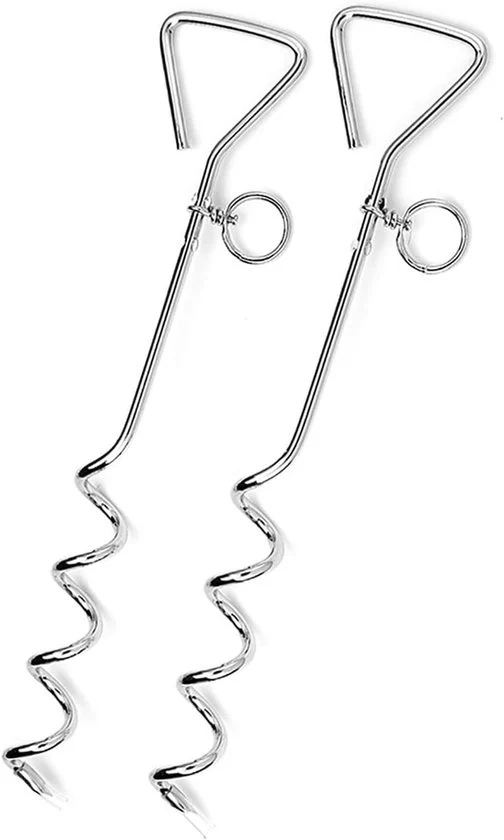 Due penne per cane per terra, penne da ancore pesanti per linea, anello in acciaio inox girevole 360°, cavo esterno piantato nel terreno, penne per cane per camping e spiaggia, linea esterna