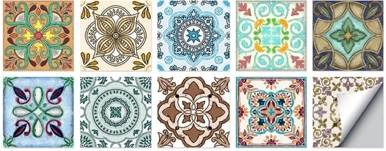 Set di 10 adesivi per piastrelle autoadesivi 20 x 20 cm decorazione per piastrelle adesivi per parete per casa, bagno, impermeabili ad PVC, cucina, decorazione impermeabile, adatta per soggiorno, cucina, bagno.
