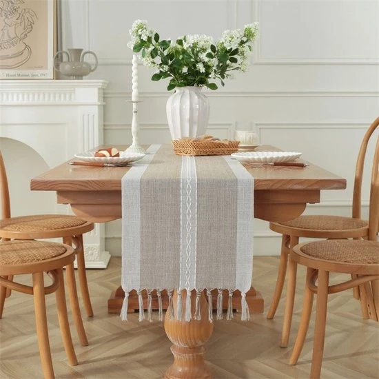 Tavolo di stoffa con chiodini - tovagliato rustico - stile bohemiano tavolo di stoffa con chiodini - decorazione da tavola per feste, matrimoni, ristoranti (33x143cm)