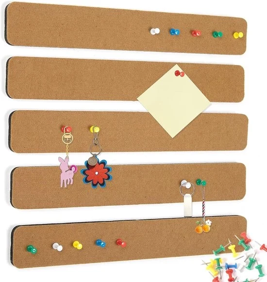 Pentole di velluto per parete a barre per camere da letto uffici casa decorazione per parete, pannello adesivo per appunti foto schemi, 33*5*0.9cm - marrone