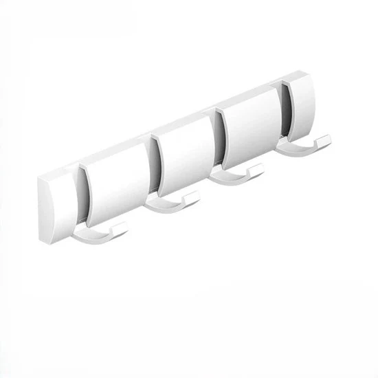 Capocassa adesiva alla pare, porta oscillante, capocassa con ganci estensibili, grucce spaziate in alluminio, barra a ganci per ingresso, bagno, cappello, asciugamano - Bianco - 4 ganci