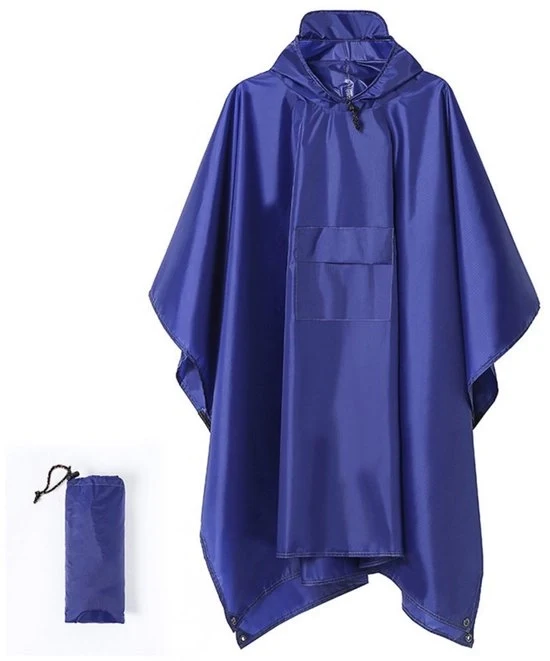 Reggisole impermeabile per adulti - impermeabile reggisole riutilizzabile per adulti - 1 pezzo - impermeabile leggero - adatto per camminate all'aperto, campeggi, ciclismo e viaggi - reggisole a tre in uno - Blu reale