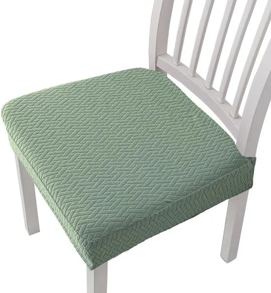 Quattro coprispalliera in stoffa stretch jacquard per sala da pranzo, rimovibili e lavabili (con cinturini di schiena) - verdura - 35*35*5