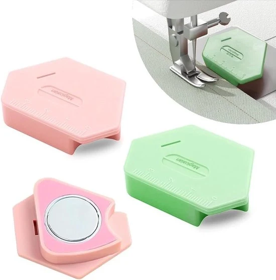 Guida Magnetica per Macchina da Cucire - 2 pezzi - Guida Magnetica con Scala Integrata - Per Misurazioni Precise - Guida Duratura e Facile da Installare per Macchina da Cucire - Accessori per Macchina da Cucire - 6,7x4x1cm - Verde + Rosa