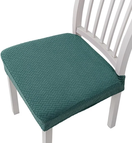 4 pezzi di copricuscini per poltrone a jacquard, con cinturini di sostegno, rimovibili e lavabili - Verde scuro - 35*35*5