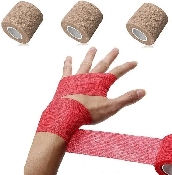 3 pezzi di nastro adesivo sportivo 450 cm nero - bendaggio - cerotto - nastro adesivo sportivo - adatto per contusioni e gonfiori di uomo e animale (5cm x 4.5m) - marrone 5cmx4.5m
