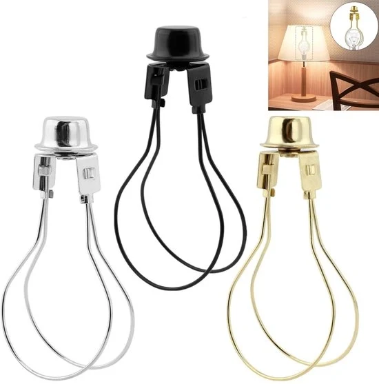 Lampenkaphouders per 3 pezzi - Clip per lampadina - Adattatore clip per lampadina - Sostituto di lampadina - Regolabile altezza - Struttura in acciaio - Colori zavorra/nero/oro
