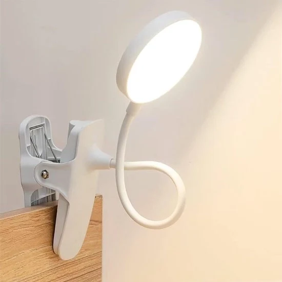 Lampada da lettura LED per letto - 3 colori - lampada da tavolo portatile - alimentata da USB - piccola lampada da scrivania - per camera da letto, ufficio, studio - bianca