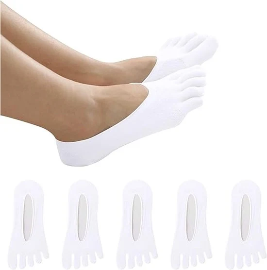 Pantaloni a cinque dita - Pantaloni a cinque dita - 5 paia - Yogapantaloni - Tessuto liscio - Senza cuciture fastidiose - Microfibra - Cinturino invisibile, sottile e femminile - colore bianco