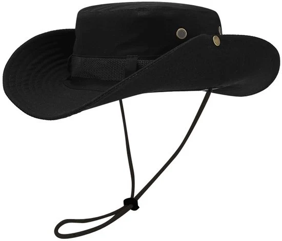 Cappello da sole, protezione respirante Cappello per pescatori Larga fascia Cappello da safari Cappello a rete respirante per campeggio escursioni viaggi - nero