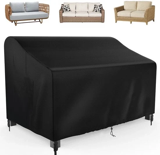 Cuscino esterno per banco, 210D Impermeabile 4 posti divano copertura con aperture di ventilazione, copertura impermeabile per divani esterni, 74L x 26B x 35H pollici - nero - 190x66x89cm