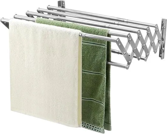 Airer per abbigliamento pieghevole - Estensione e fissaggio al muro - 7 stanghe
