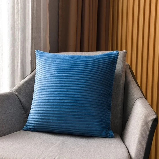 Cuscino quadrato a strisce - 2-pack - Cuscino liscio - Cuscino per divano - Copertura morbida in microfibra - Cuscino per testa per letto - Copertura decorativa per cuscino - Per divani, poltrone e letti - 45x45cm - Blu