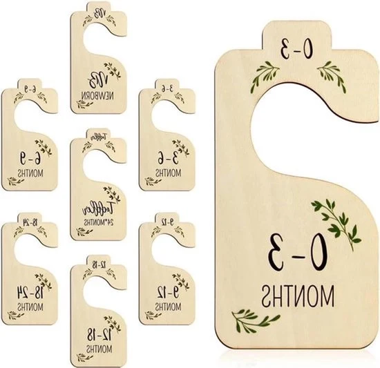 Divisori di armadio per neonati - Neonati - 24 mesi - In legno - Sicuri - Adatti per abbigliamento da neonato - Bianchi - 8 pezzi.