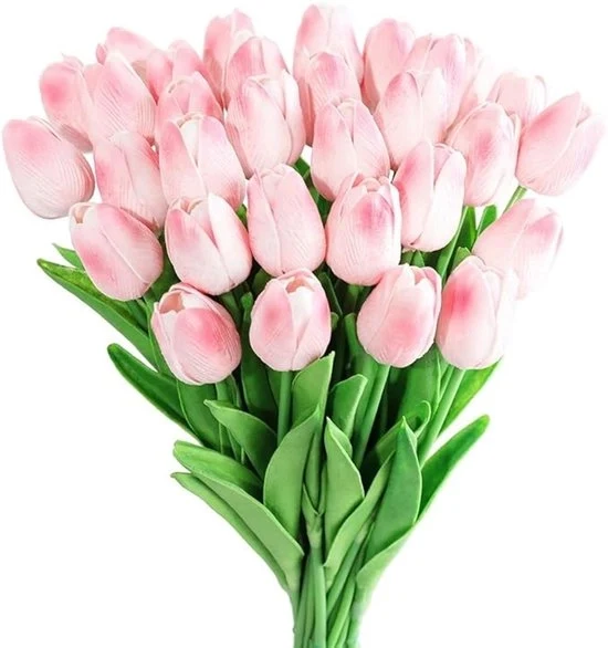 Set di 30 Tulipani Artificiali – Tulipani in Latex – Fiori di Natura Morta Realistici – Rosa