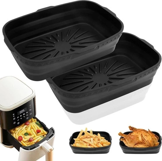 Panno in silicone per Airfryer - 2 pezzi - 195 cm - pieghevole - riutilizzabile - sicuro per alimenti - rivestimenti per frittura a vapore - contenitore doppio - accessori per la cucina accessori per Airfryer