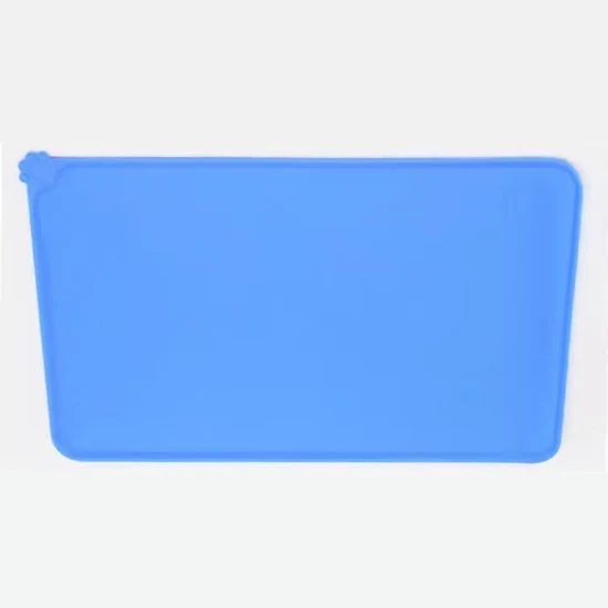 Mat di silicone per animali domestici, bordi rialzati per evitare di lasciare macchie, facile da pulire, piastra antiscivolo per cani e gatti per evitare di lasciare rifiuti dai contenitori di cibo e acqua sul pavimento (48*30cm) - blu