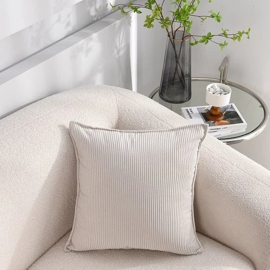 2-Pack coppe di corduroy morbide - coppe di corduroy a strisce - coppe decorativi - per divano, auto, terrazzo, camera da letto, soggiorno - 50x50cm - Beige