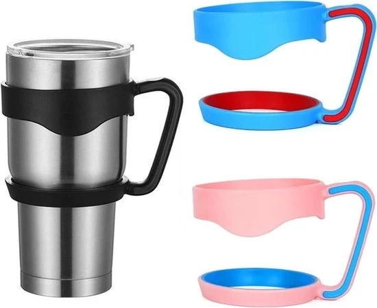 Set da 3 bicchieri con manico - accessorio per bicchieri da viaggio - presa antiscivolo - diverse colori - adatto per 30 oz Rambler - accessorio bicchiere da esterno con maniglia.