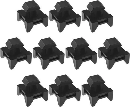 Clips per cavo - Adatti per Profili in Alluminio - Installazione Cavo - Blocchi di Collegamento - Nero - 10 pezzi - Adatti per Standard Europeo - 15x9,5 mm