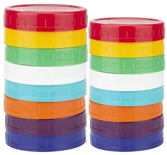 Collezione di contenitori in plastica colorata per vaso - 8 grandi con imboccatura ampia (86 mm) e 8 normali con imboccatura stretta (70 mm)