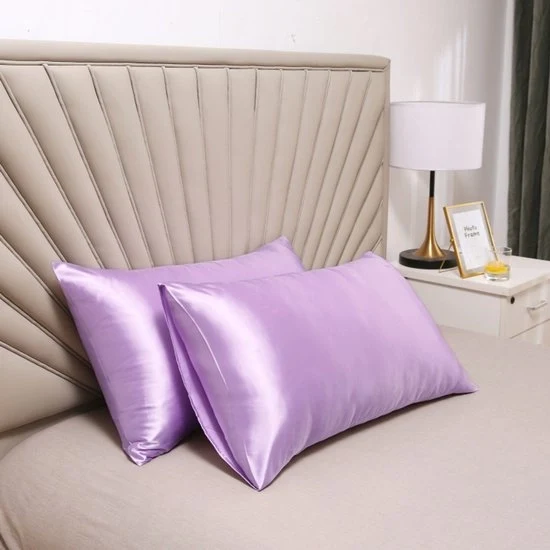 Cuscino in doppio strato di cotone - morbido e soffice cuscino per letto - chiusura a sacco - protetto contro allergie e parassiti - protegge capelli e pelle dalle rughe - 51x91cm - Blu chiaro
