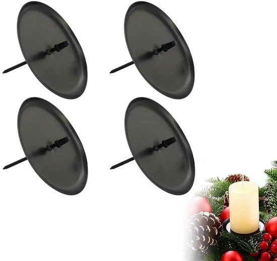 Set di 4 sospensioni per candele - 7,5 cm decorazioni per candele - Arrangement di atmosfera per candele - Piattaforma rotonda in acciaio per candele - Ideale per decorazioni di Natale e di Avvento per tavolo - Per candele a stantuffo