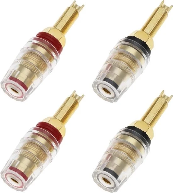 Viti di fissaggio per cavi - connettori per altoparlanti e amplificatori - in ottone - versione robusta - posti di collegamento isolati - M8 - 4 pezzi - adatti per Terminalconnector