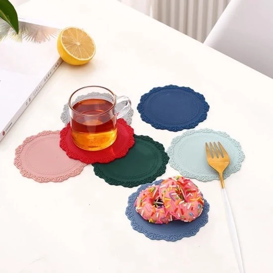 Piatto di silicone per tavolo da pranzo - Resiste all'acqua - Antiscivolo - Blu scuro - 23 cm di diametro - 1 pezzo