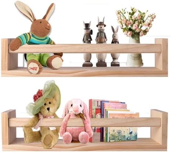 Pannelli in legno flottante per camera da bambini - applicazione al muro - 2 pezzi - 42 x 9 cm - multifunzionale