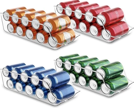 Set di 4 Ripiani di Magazzino a Stacking – Organizzazione per Frigorifero, Cucina, Lavorazione e Magazzino di Stoccaggio