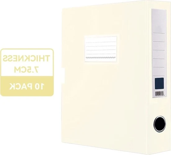Cassetti per archiviazione da 10 pezzi con chiusura a nastri adesivi - Qualità premium - 75 mm di larghezza - Scatola archivio A4 - Bianco - Borsa scuola - Cassa documenti - Cassa attrezzi