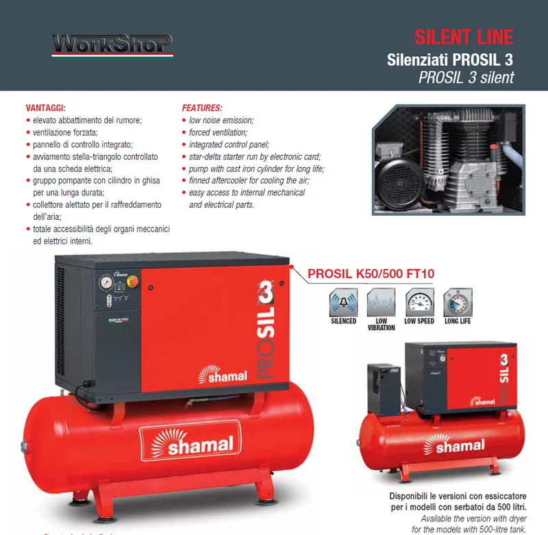 Compressori Shamal da 500lt Silenziati PROSIL SILENT LINE