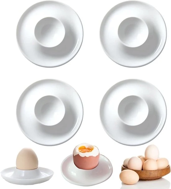 Egg Cups in Porcellana - Contenitore per Uova Cotte - 4 Pezzi - Bianco Crema