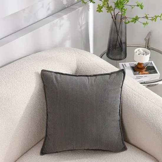 Set di 2 cuscini corduroy morbidi - cuscini decorativi a quadri a strisce - cuscini per auto, terrazza, camera da letto, soggiorno, salotto - 30x50cm - Grigio scuro