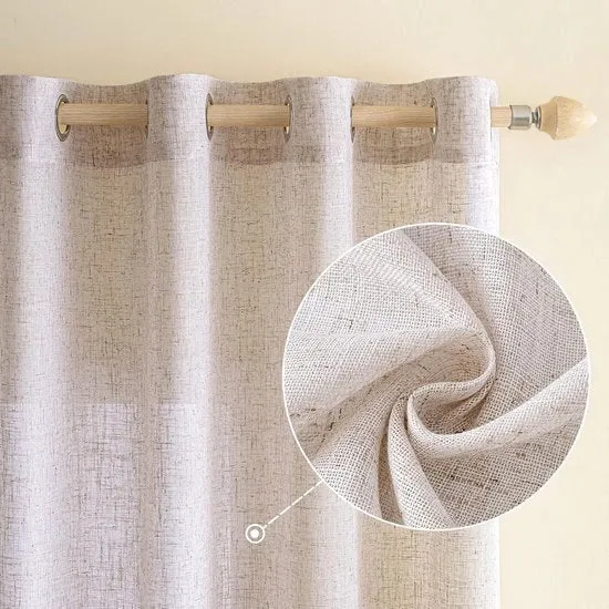 Set di tende in stile lino - multifunzionale - set da 2 - 140 x 215 cm - soffice e duraturo