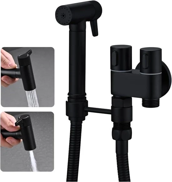 Bidet con doccetta a mano - Nero - Montaggio a muro - Ottone